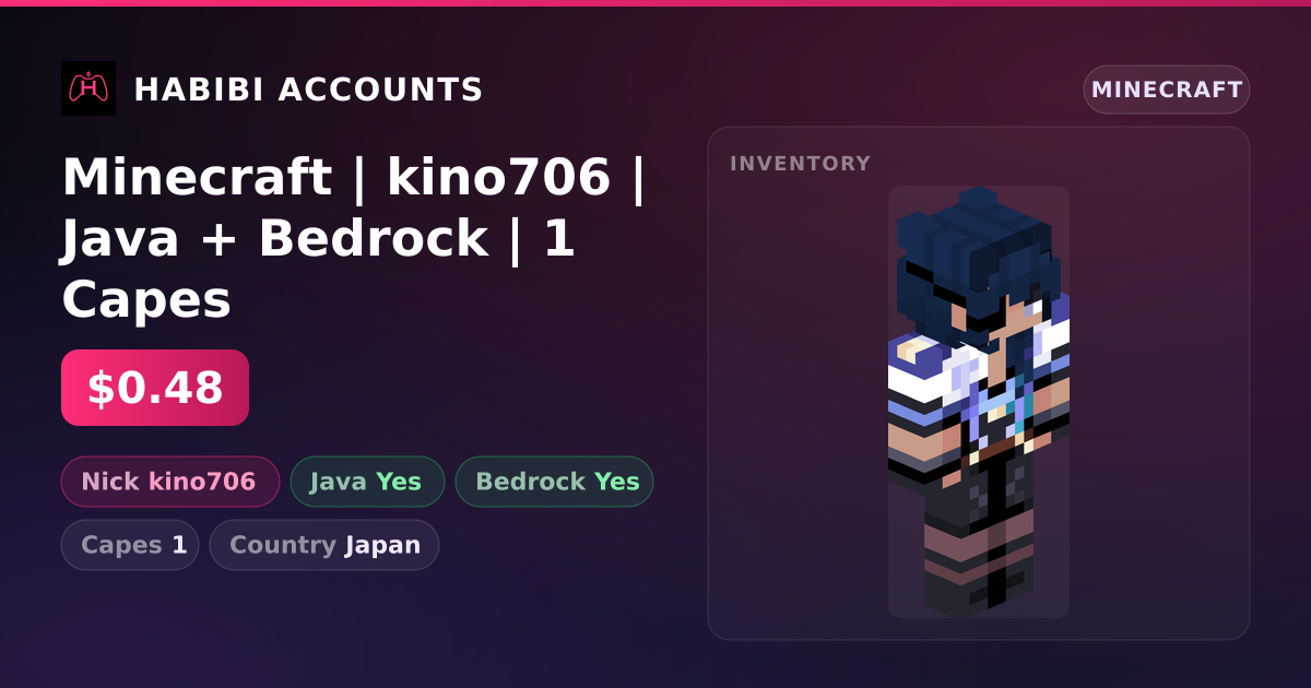 Minecraft | kino706 | Java + Bedrock | 1 Capes — HabibiAccounts