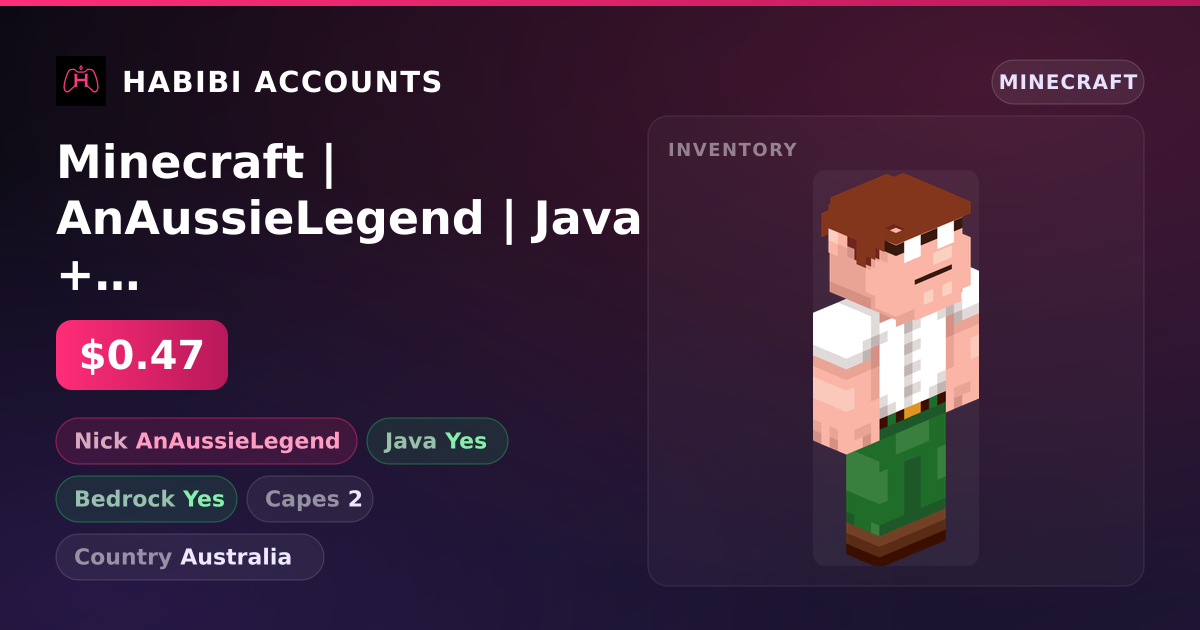 Minecraft | AnAussieLegend | Java + Bedrock | 2 Capes — HabibiAccounts