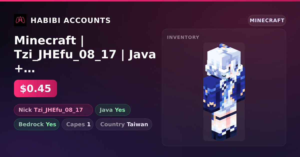 Minecraft | Tzi_JHEfu_08_17 | Java + Bedrock | 1 Capes — HabibiAccounts