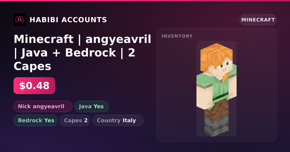 Minecraft | angyeavril | Java + Bedrock | 2 Capes — HabibiAccounts