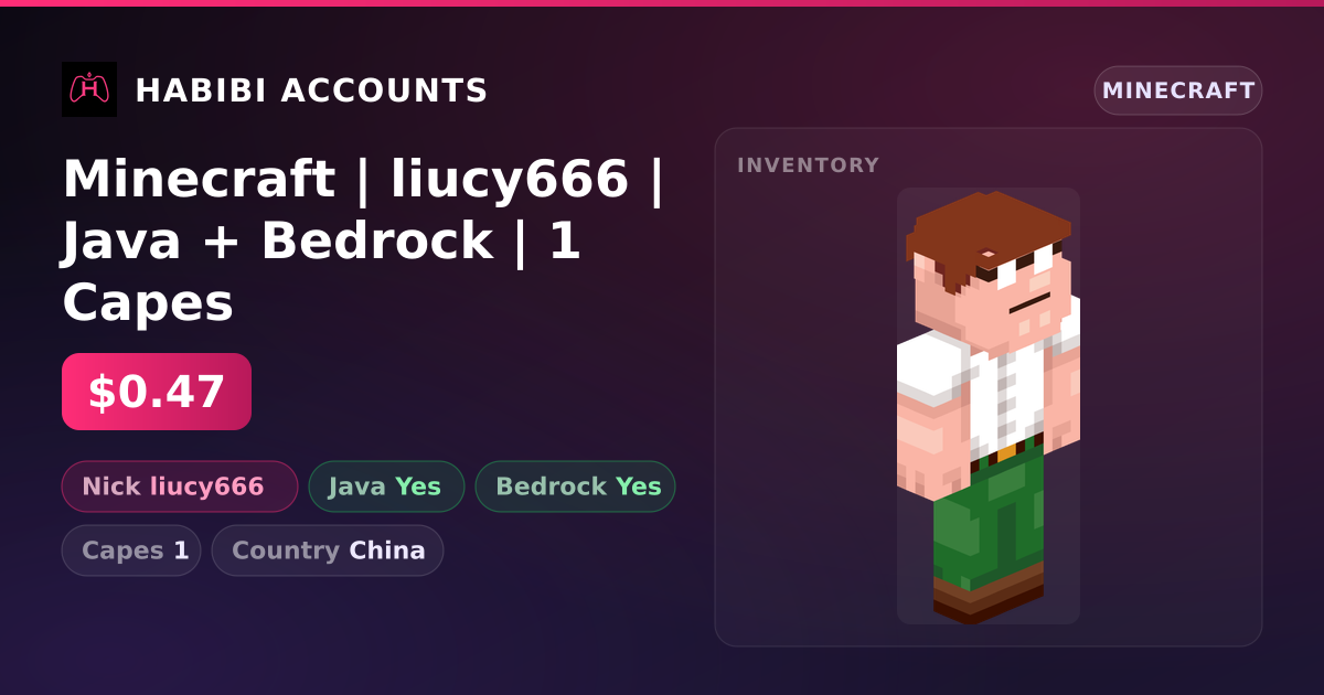 Minecraft | liucy666 | Java + Bedrock | 1 Capes — HabibiAccounts