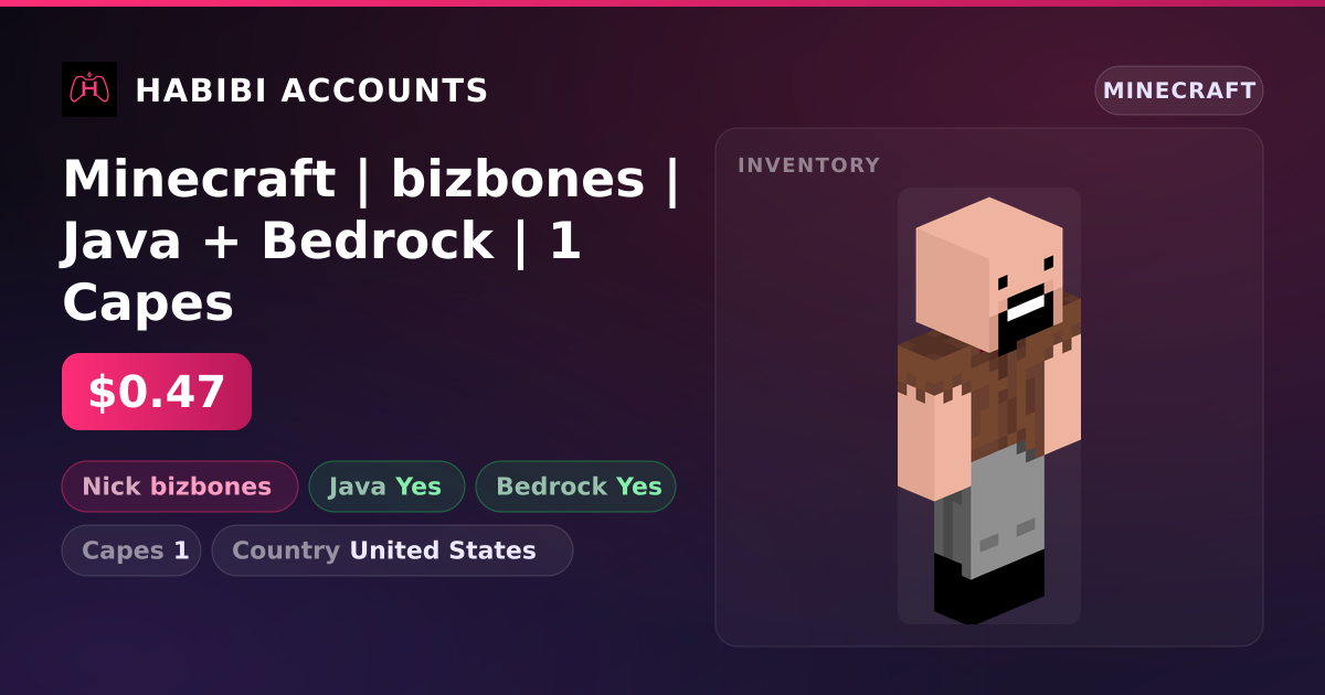 Minecraft | bizbones | Java + Bedrock | 1 Capes — HabibiAccounts