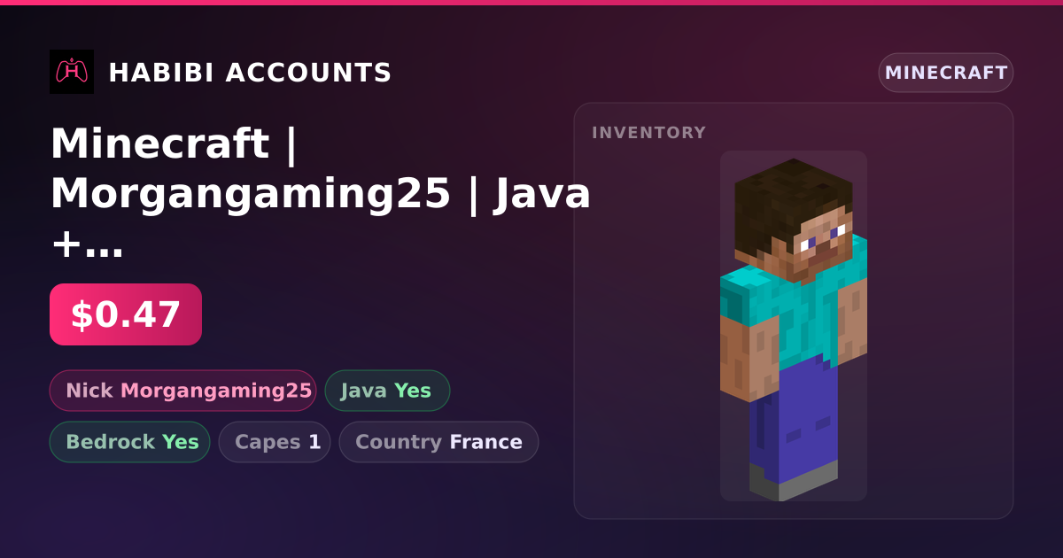 Minecraft | Morgangaming25 | Java + Bedrock | 1 Capes — HabibiAccounts
