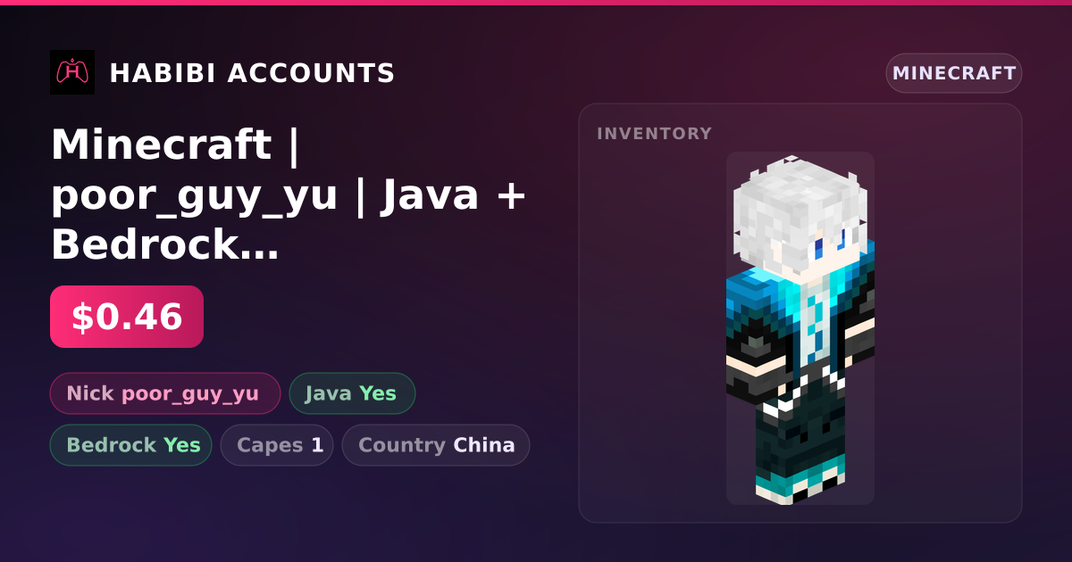 Minecraft | poor_guy_yu | Java + Bedrock | 1 Capes — HabibiAccounts