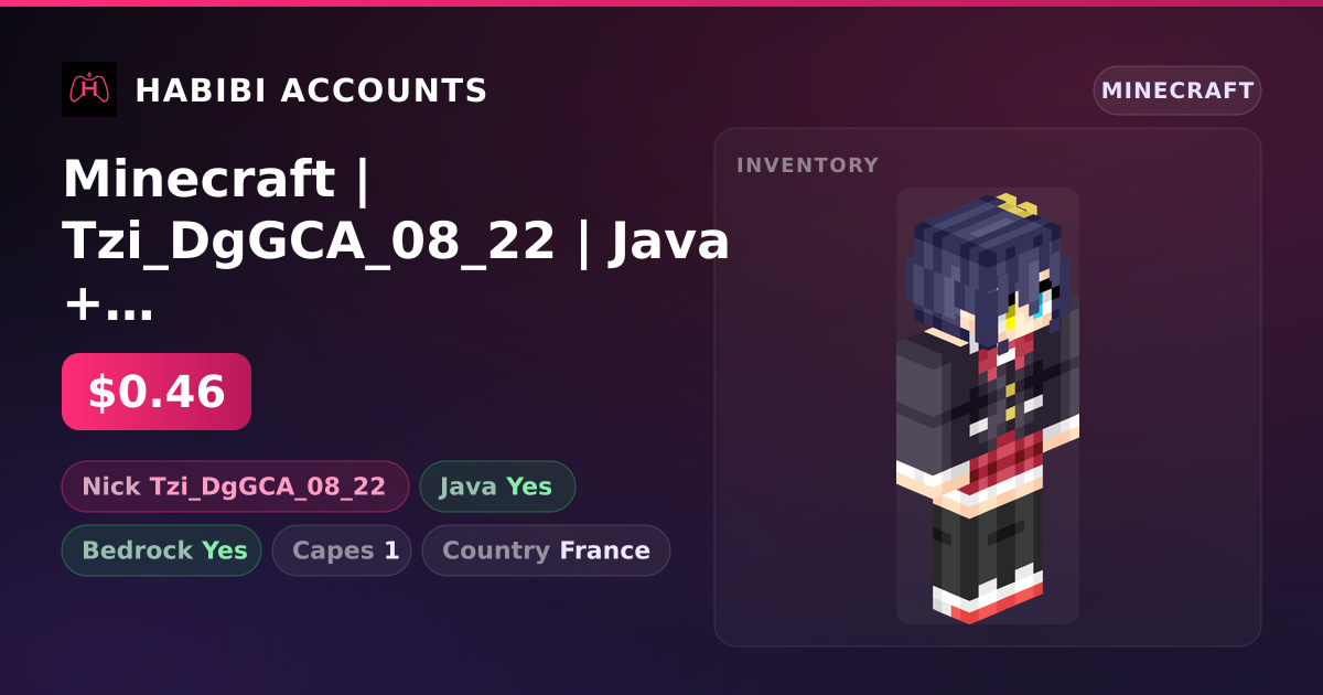 Minecraft | Tzi_DgGCA_08_22 | Java + Bedrock | 1 Capes — HabibiAccounts