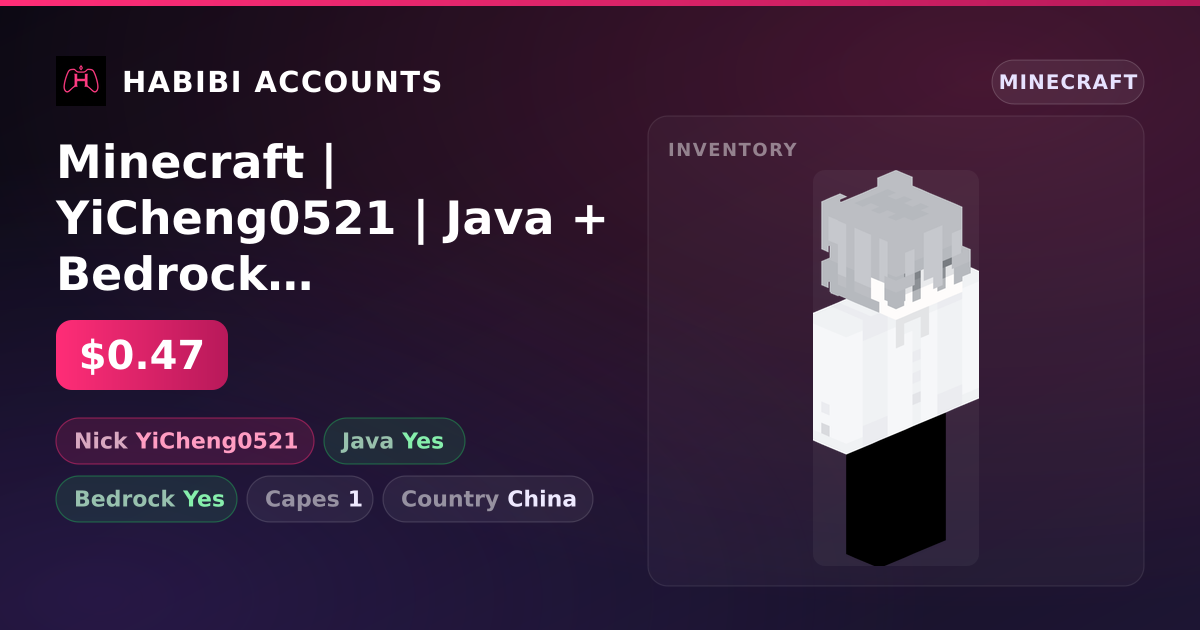 Minecraft | YiCheng0521 | Java + Bedrock | 1 Capes — HabibiAccounts