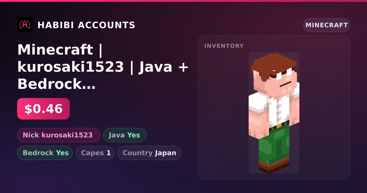 Minecraft | kurosaki1523 | Java + Bedrock | 1 Capes — HabibiAccounts