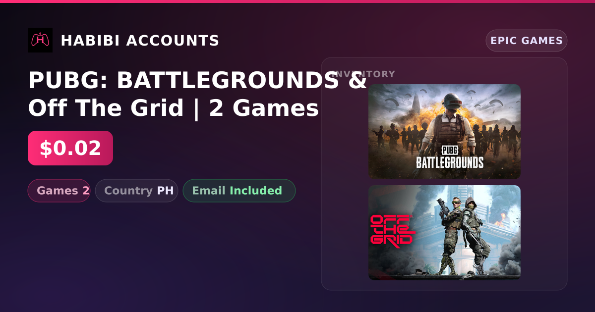 PUBG: BATTLEGROUNDS & Off The Grid | 2 Games — HabibiAccounts