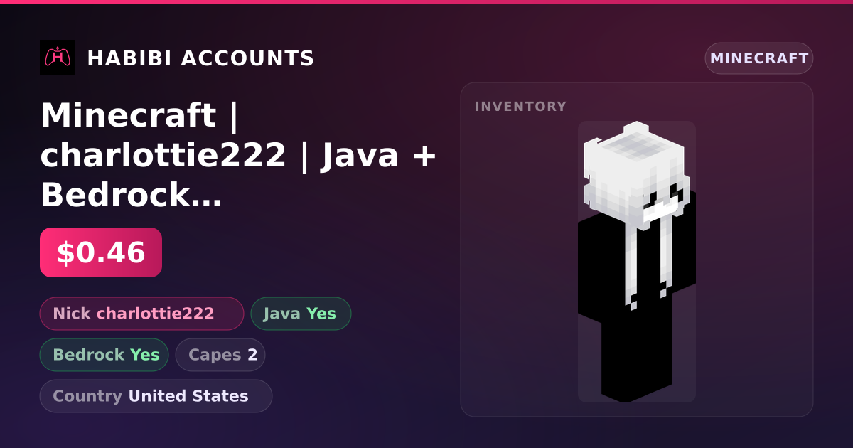 Minecraft | charlottie222 | Java + Bedrock | 2 Capes — HabibiAccounts