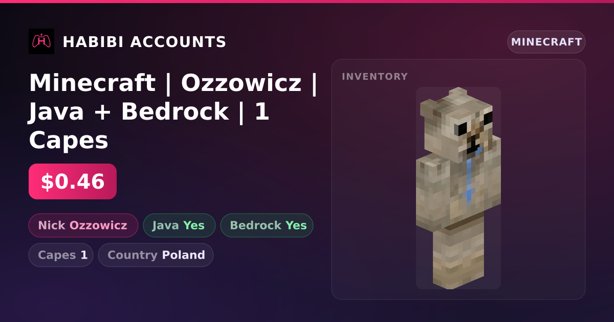 Minecraft | Ozzowicz | Java + Bedrock | 1 Capes — HabibiAccounts
