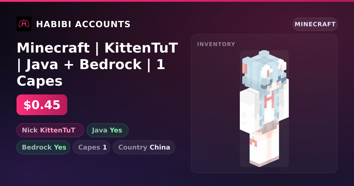 Minecraft | KittenTuT | Java + Bedrock | 1 Capes — HabibiAccounts