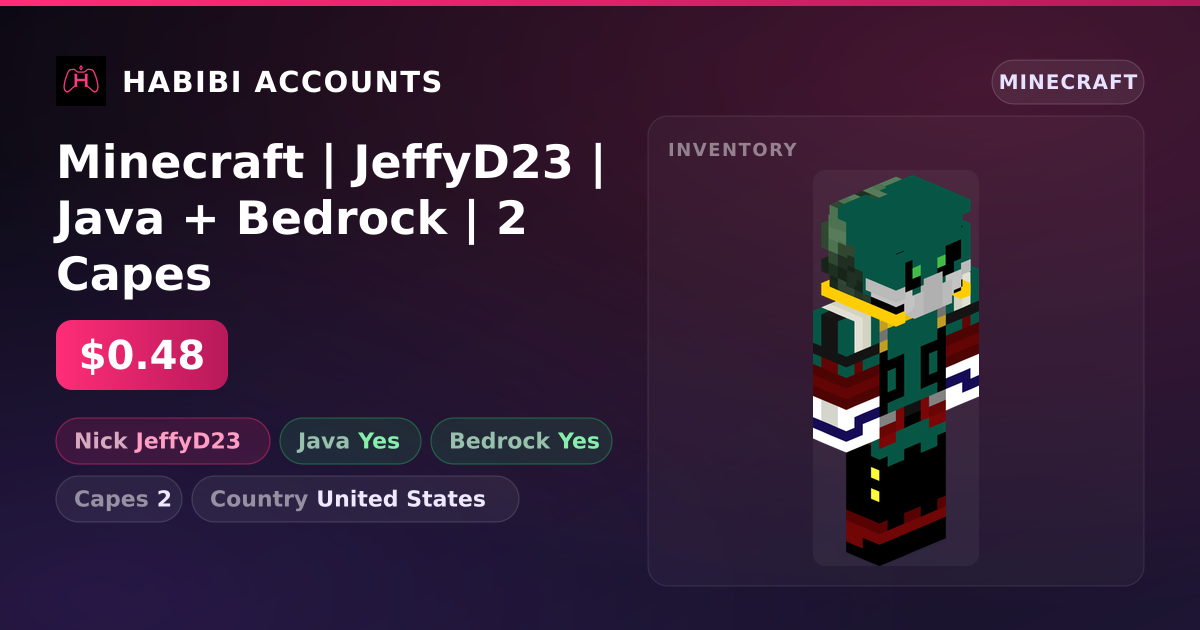 Minecraft | JeffyD23 | Java + Bedrock | 2 Capes — HabibiAccounts