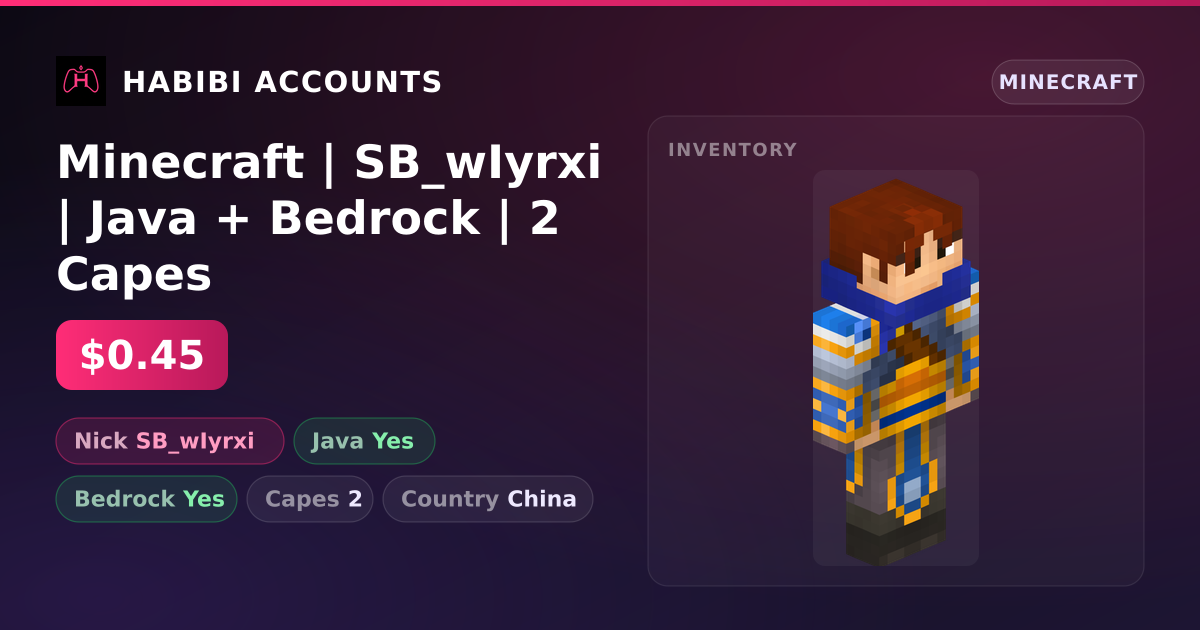 Minecraft | SB_wIyrxi | Java + Bedrock | 2 Capes — HabibiAccounts