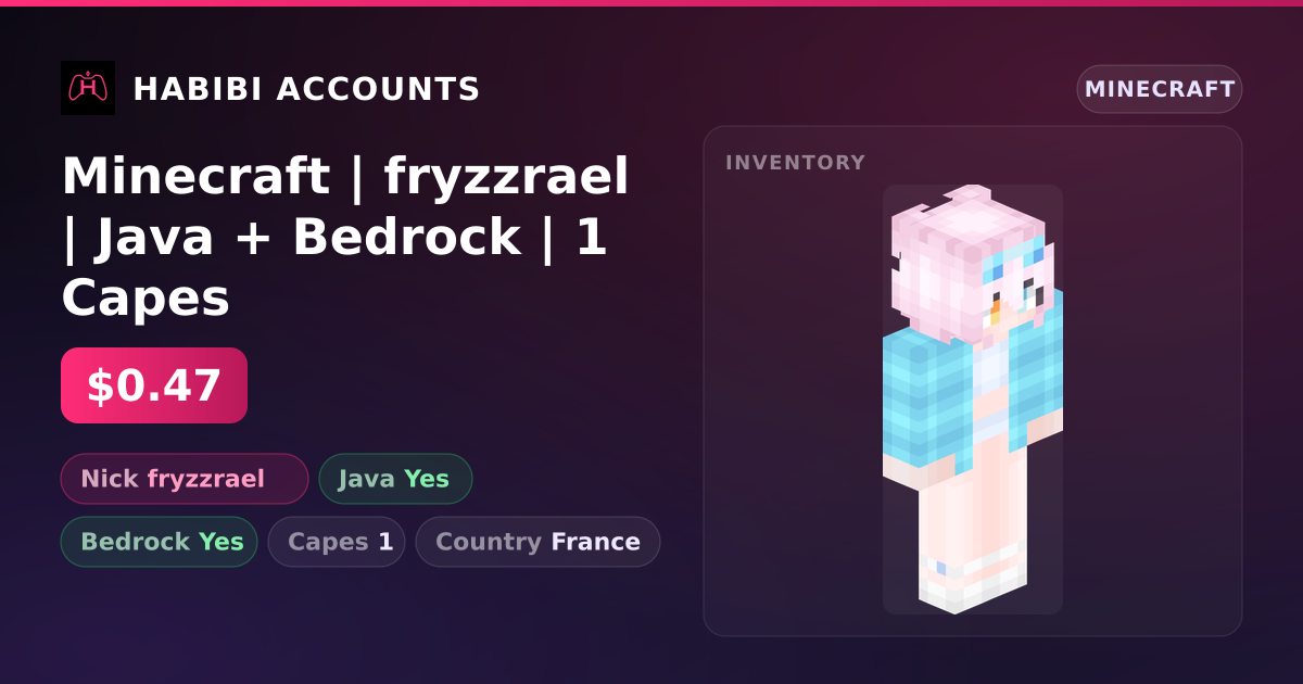 Minecraft | fryzzrael | Java + Bedrock | 1 Capes — HabibiAccounts