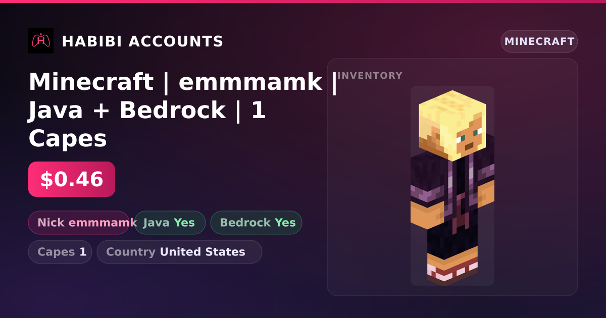 Minecraft | emmmamk | Java + Bedrock | 1 Capes — HabibiAccounts