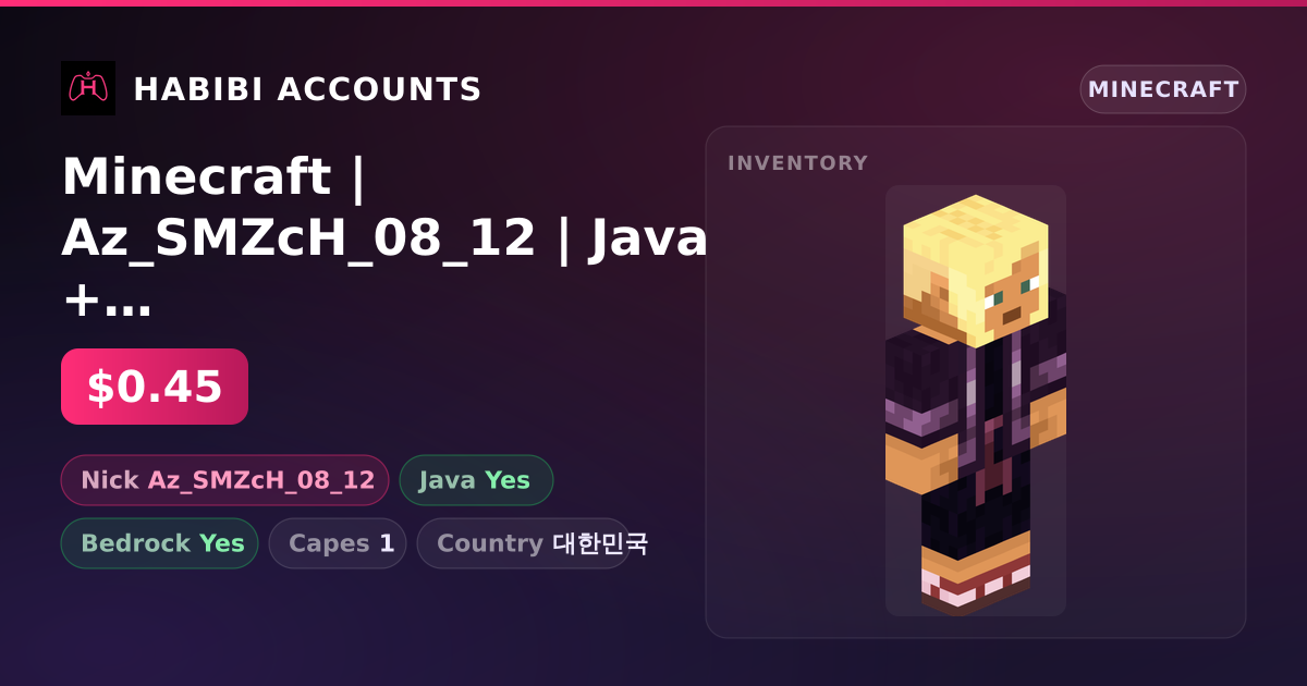 Minecraft | Az_SMZcH_08_12 | Java + Bedrock | 1 Capes — HabibiAccounts