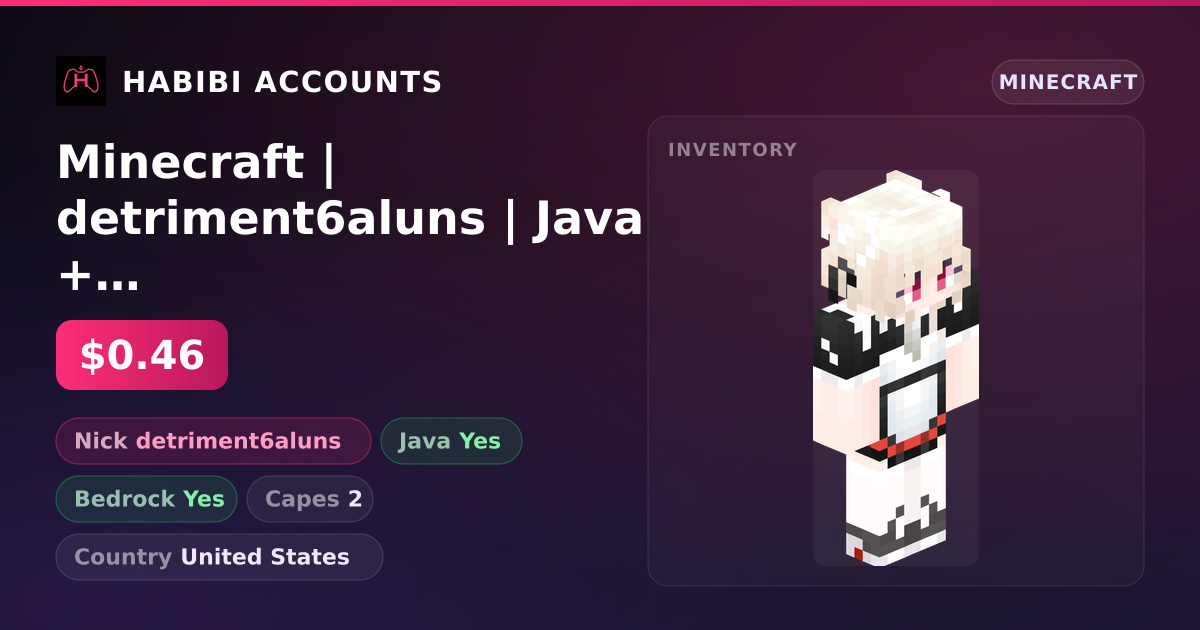 Minecraft | detriment6aluns | Java + Bedrock | 2 Capes — HabibiAccounts
