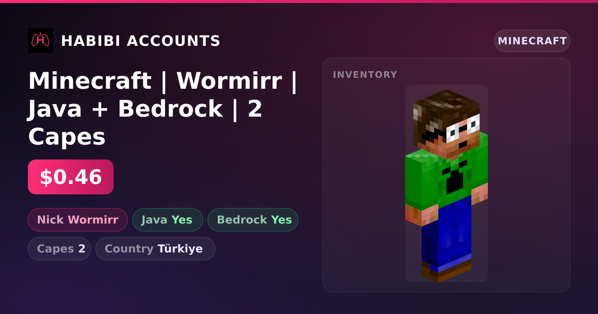 Minecraft | Wormirr | Java + Bedrock | 2 Capes — HabibiAccounts
