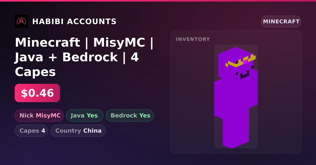 Minecraft | MisyMC | Java + Bedrock | 4 Capes — HabibiAccounts