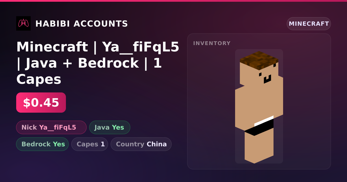 Minecraft | Ya__fiFqL5 | Java + Bedrock | 1 Capes — HabibiAccounts