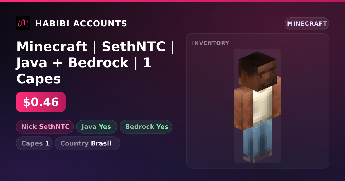 Minecraft | SethNTC | Java + Bedrock | 1 Capes — HabibiAccounts