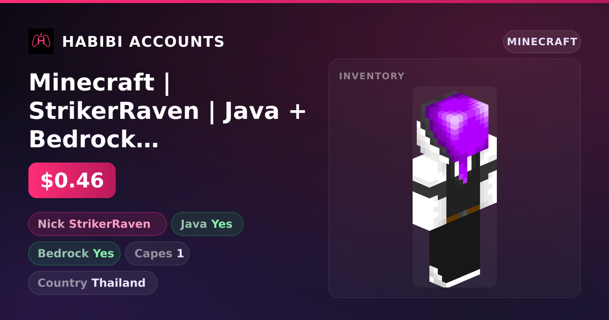 Minecraft | StrikerRaven | Java + Bedrock | 1 Capes — HabibiAccounts
