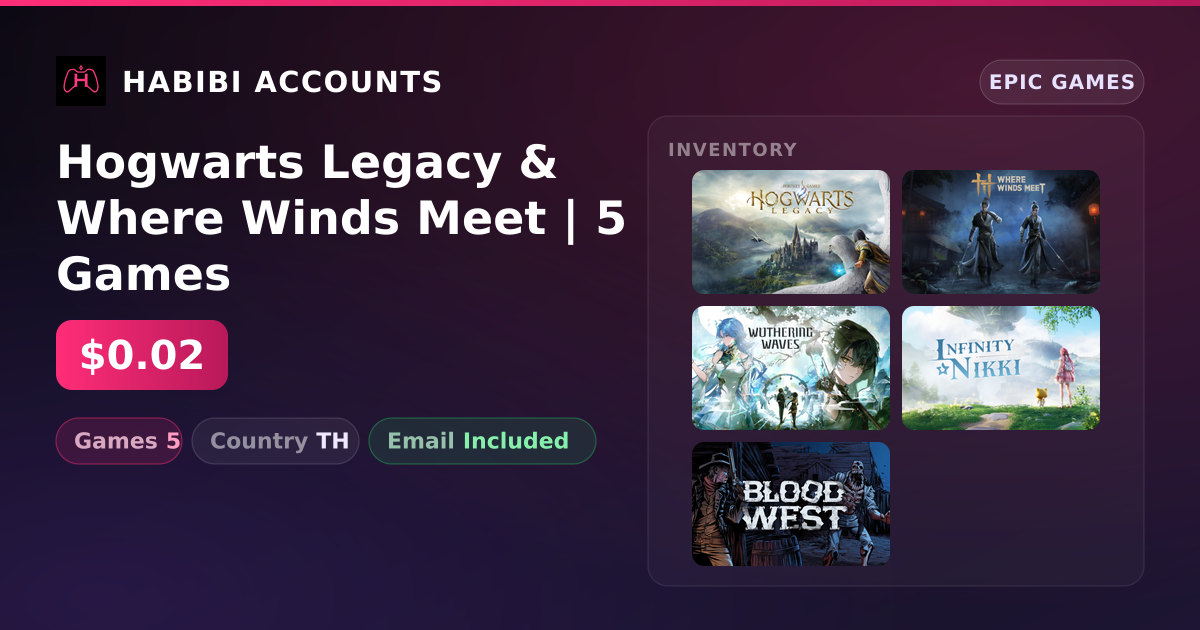 Hogwarts Legacy & Where Winds Meet | 5 Games — HabibiAccounts