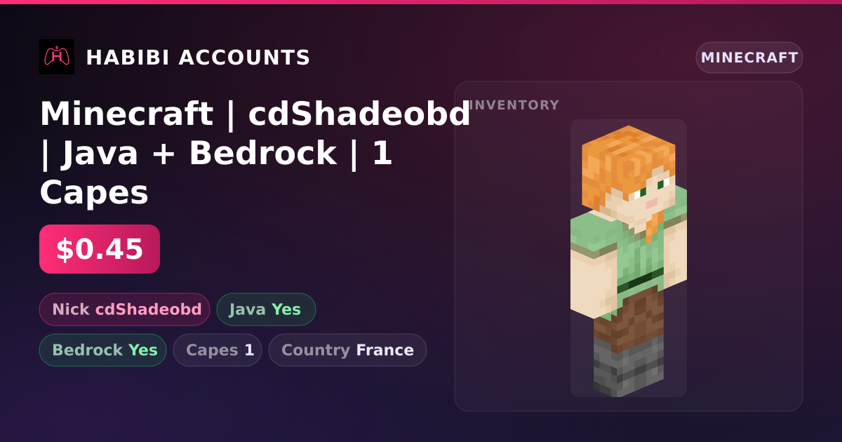 Minecraft | cdShadeobd | Java + Bedrock | 1 Capes — HabibiAccounts