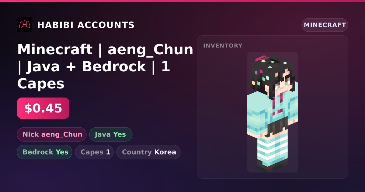 Minecraft | aeng_Chun | Java + Bedrock | 1 Capes — HabibiAccounts