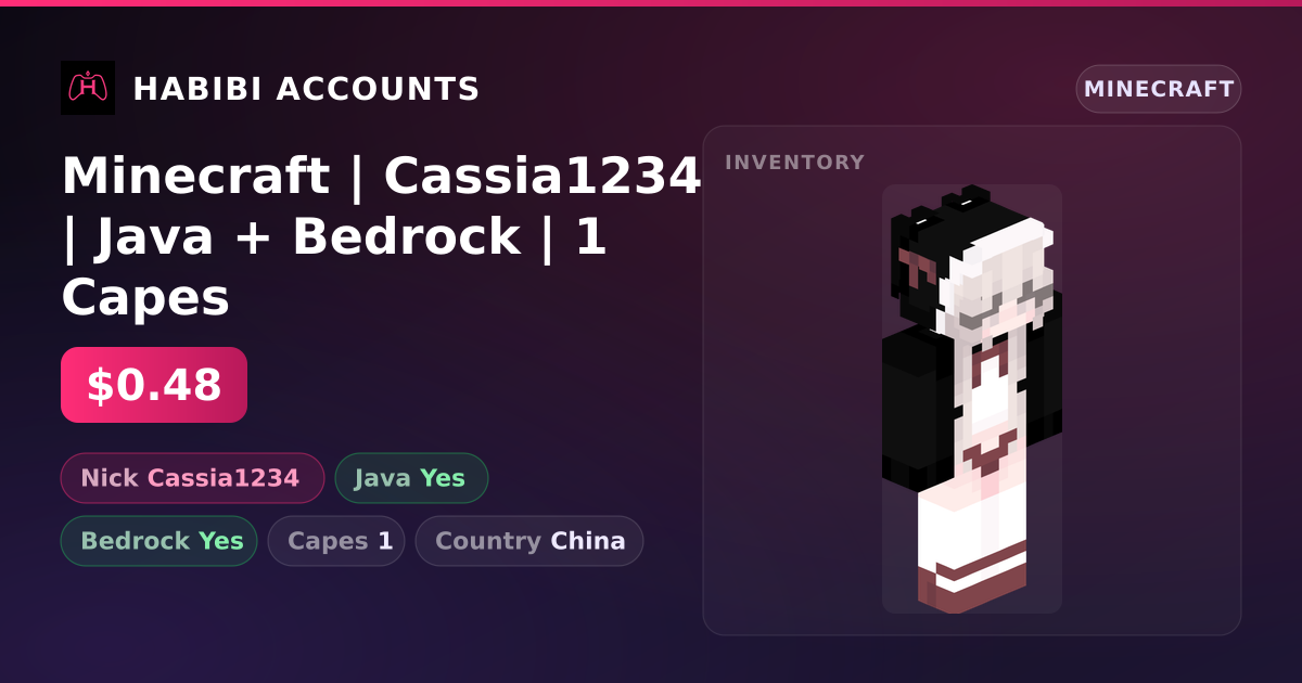 Minecraft | Cassia1234 | Java + Bedrock | 1 Capes — HabibiAccounts