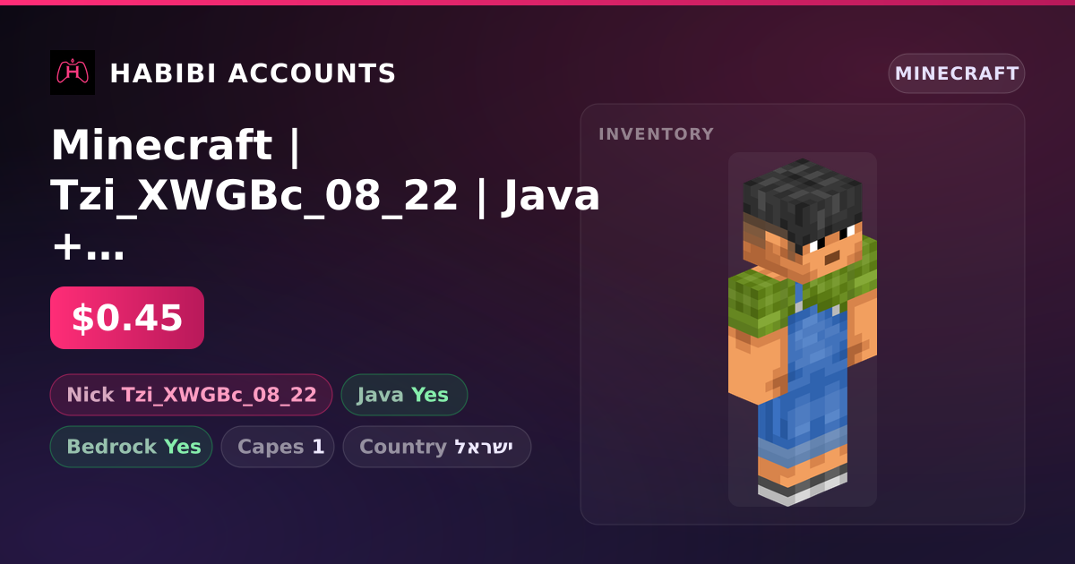 Minecraft | Tzi_XWGBc_08_22 | Java + Bedrock | 1 Capes — HabibiAccounts