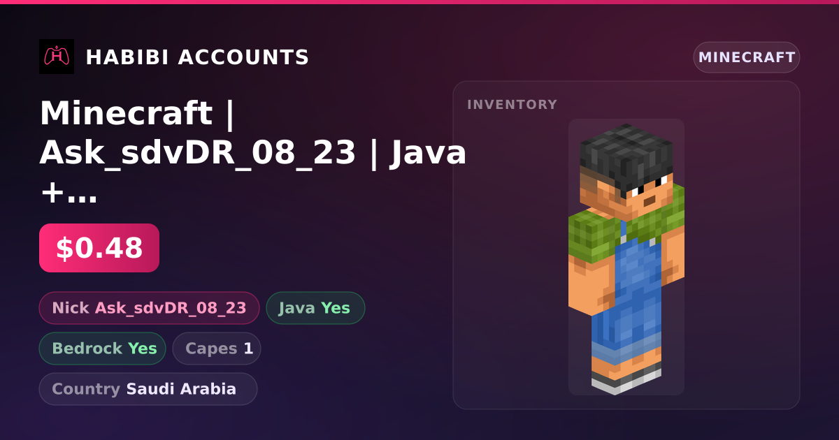 Minecraft | Ask_sdvDR_08_23 | Java + Bedrock | 1 Capes — HabibiAccounts