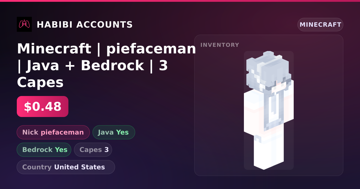 Minecraft | piefaceman | Java + Bedrock | 3 Capes — HabibiAccounts