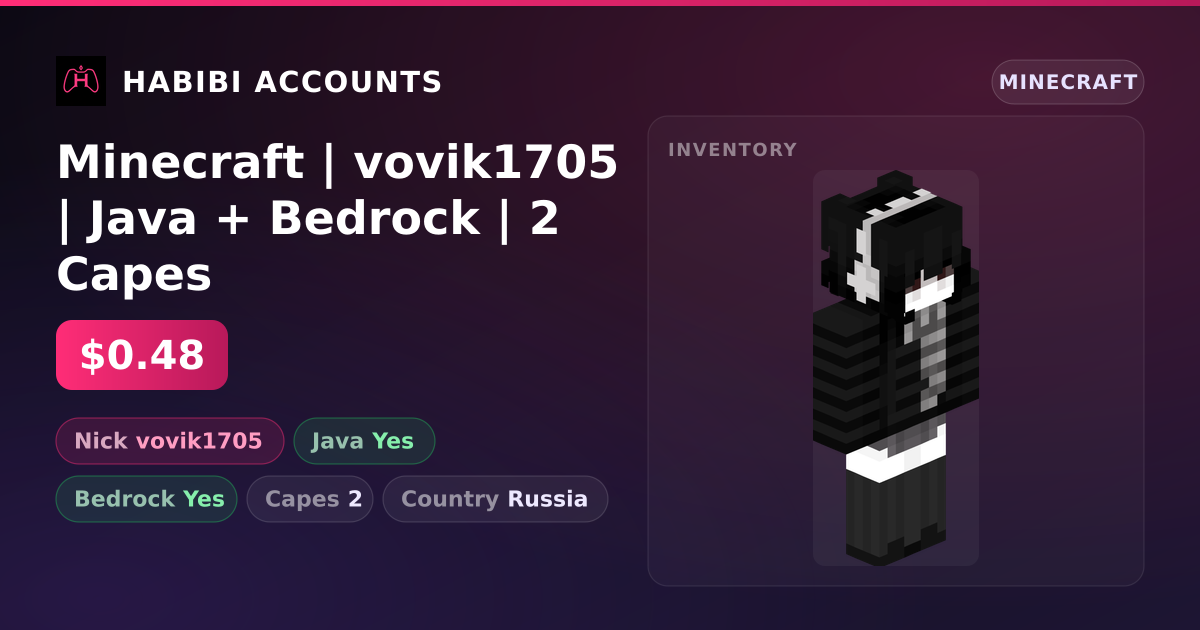 Minecraft | vovik1705 | Java + Bedrock | 2 Capes — HabibiAccounts