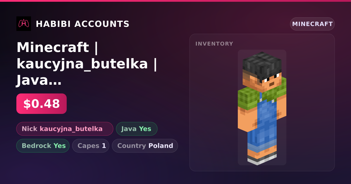 Minecraft | kaucyjna_butelka | Java + Bedrock | 1 Capes — HabibiAccounts