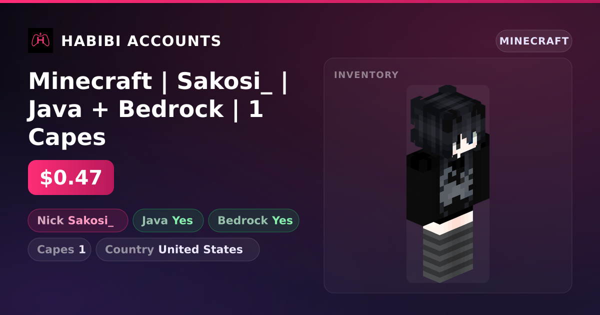 Minecraft | Sakosi_ | Java + Bedrock | 1 Capes — HabibiAccounts