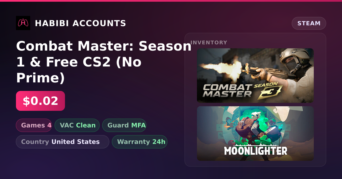 Combat Master: Season 1 & Free CS2 (No Prime) — HabibiAccounts