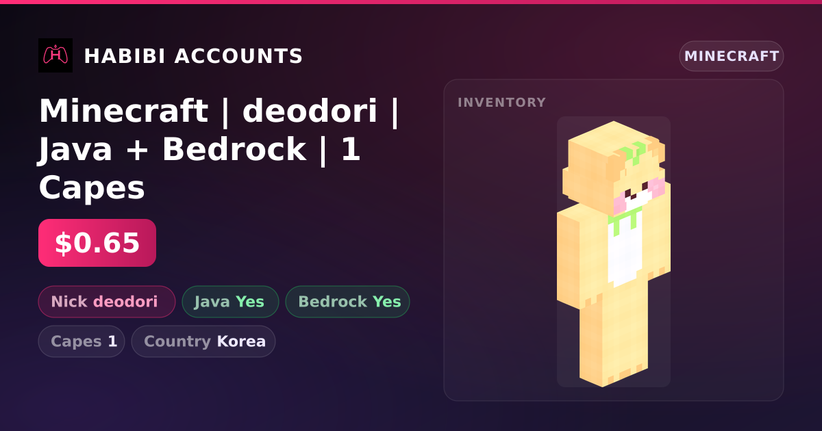 Minecraft | deodori | Java + Bedrock | 1 Capes — HabibiAccounts