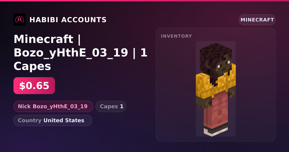 Minecraft | Bozo_yHthE_03_19 | 1 Capes — HabibiAccounts