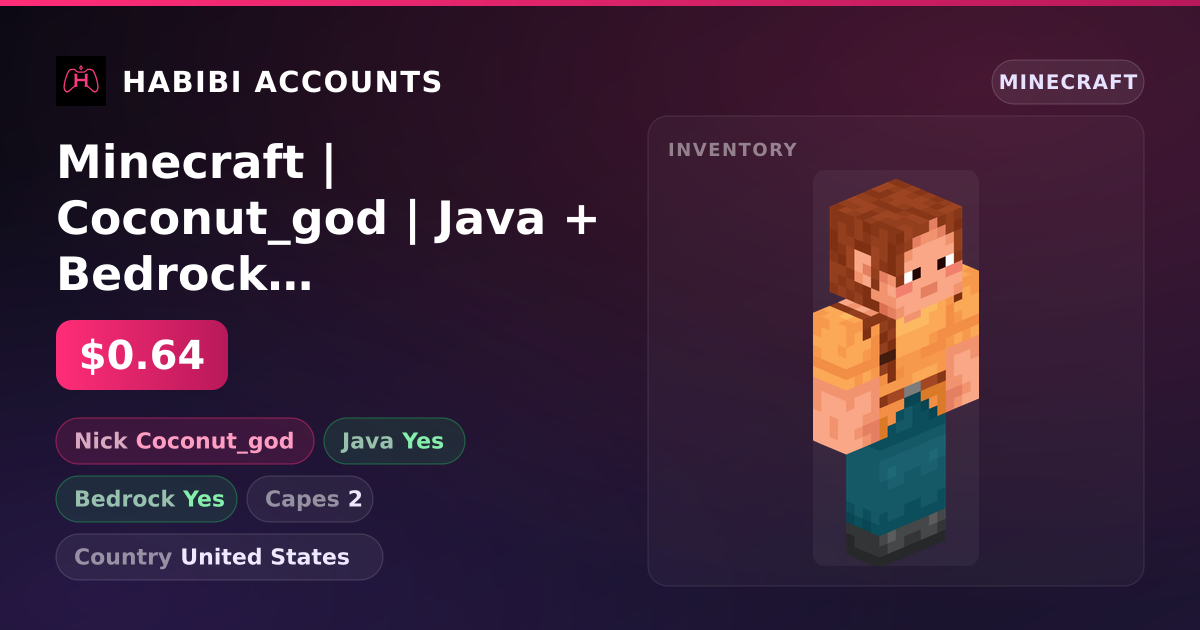 Minecraft | Coconut_god | Java + Bedrock | 2 Capes — HabibiAccounts