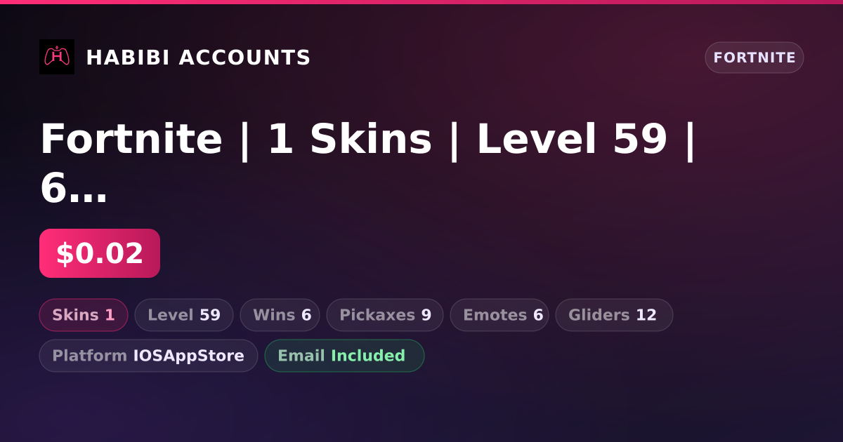 Fortnite | 1 Skins | Level 59 | 6 Wins — HabibiAccounts