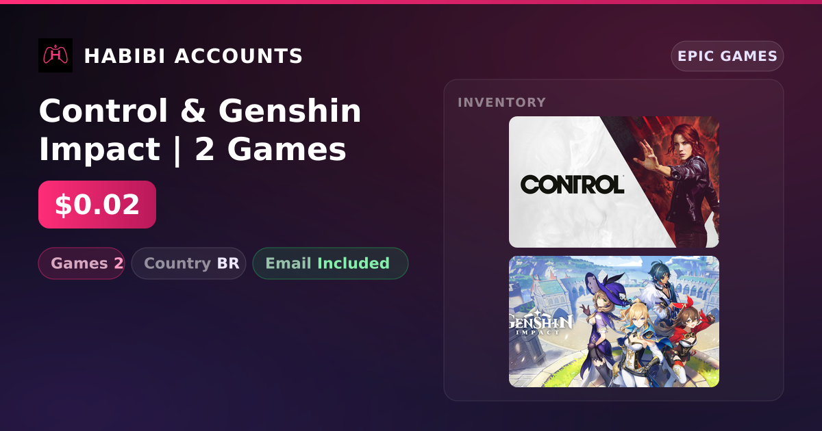 Control & Genshin Impact | 2 Games — HabibiAccounts