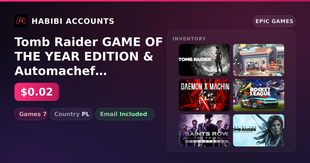 Tomb Raider GAME OF THE YEAR EDITION & Automachef | 7 Games — HabibiAccounts