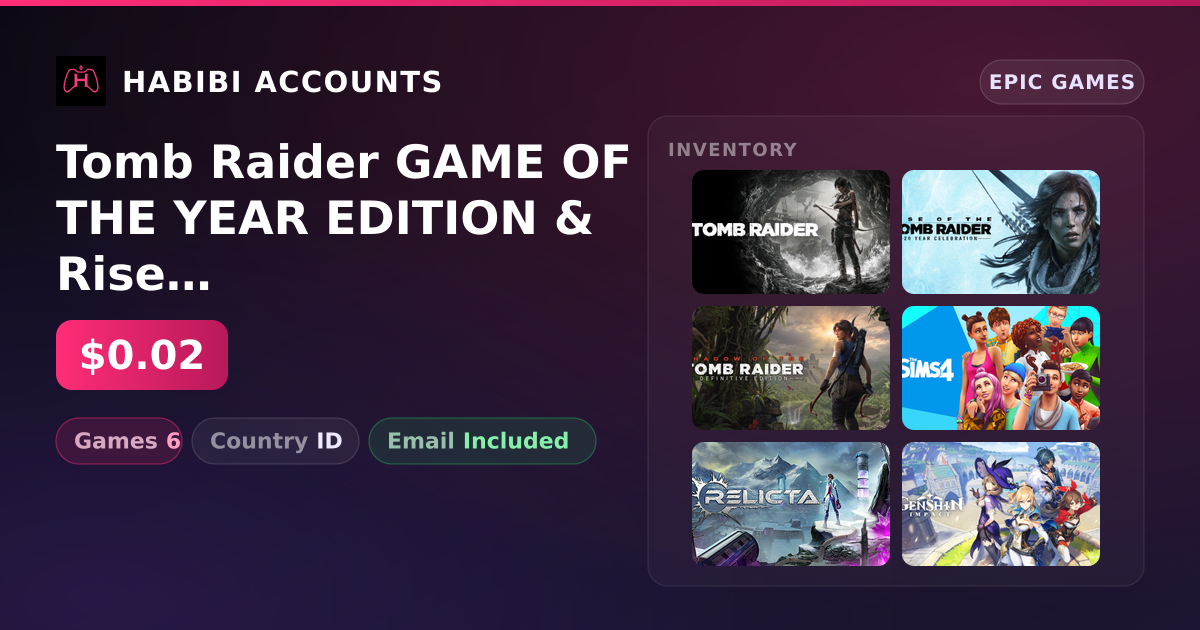 Tomb Raider GAME OF THE YEAR EDITION & Rise of the Tomb Raider: 20 Year Celebration | 6 Games — HabibiAccounts