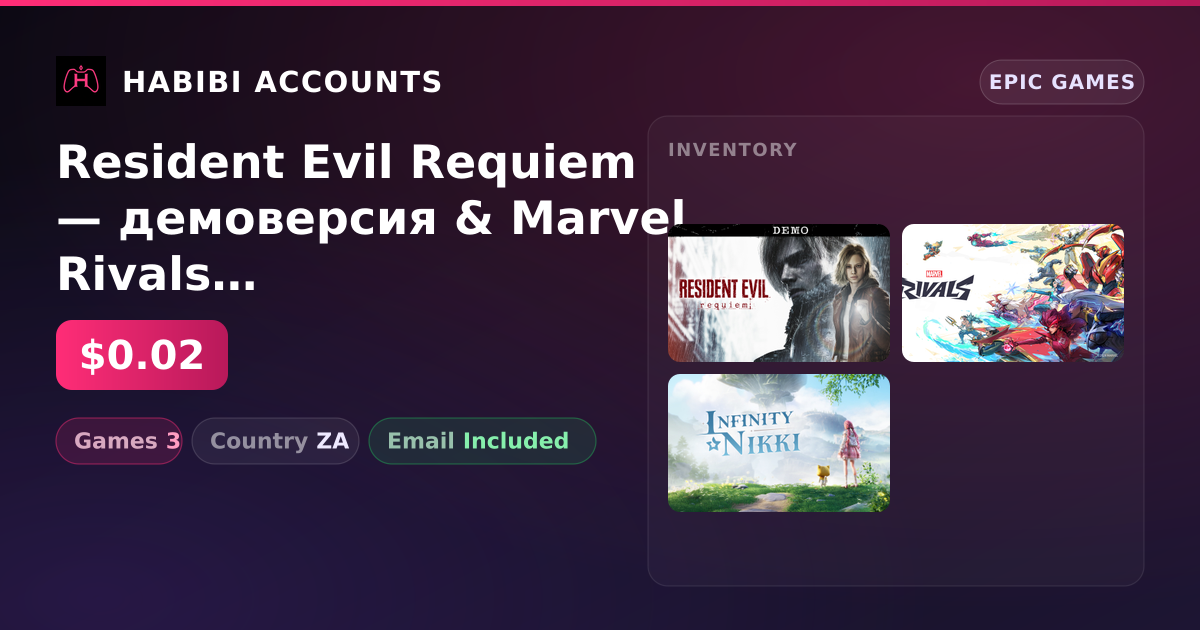 Resident Evil Requiem — демоверсия & Marvel Rivals | 3 Games — HabibiAccounts
