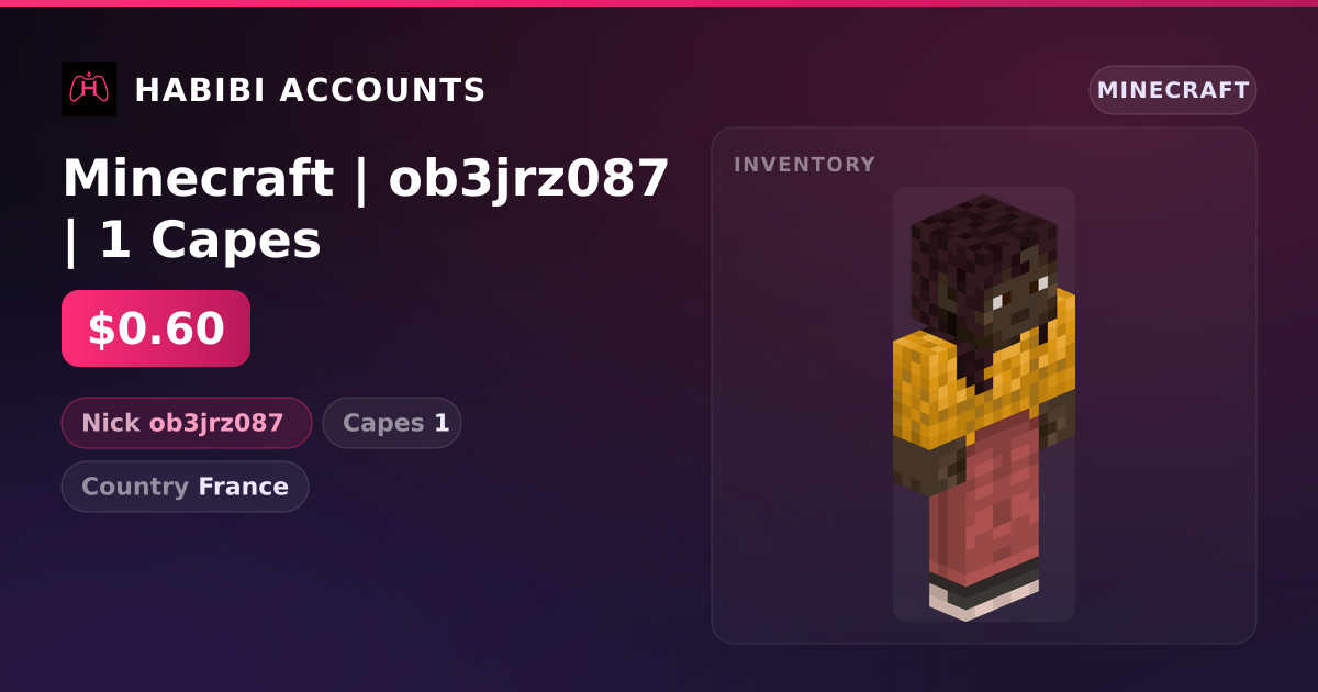 Minecraft | ob3jrz087 | 1 Capes — HabibiAccounts