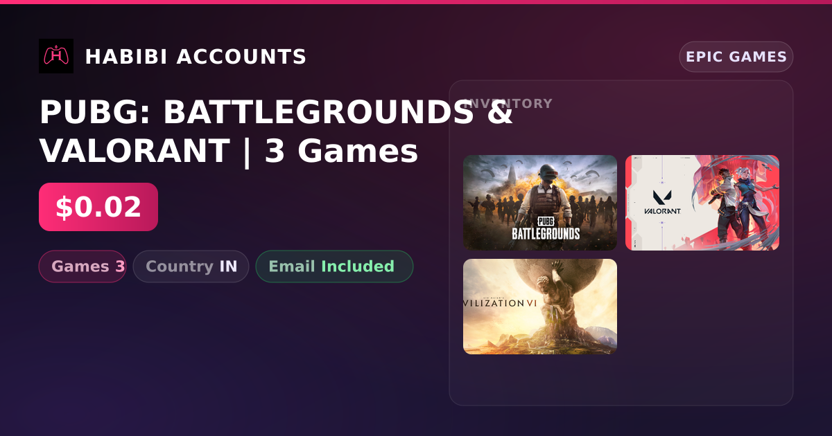 PUBG: BATTLEGROUNDS & VALORANT | 3 Games — HabibiAccounts
