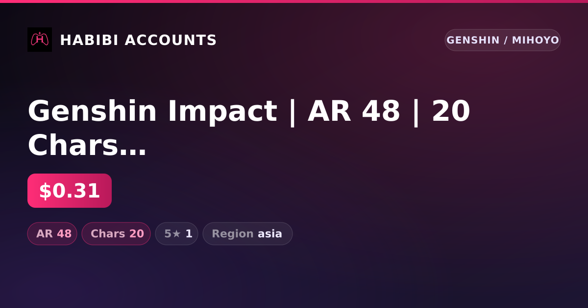 Genshin Impact | AR 48 | 20 Chars | 1× 5★ — HabibiAccounts