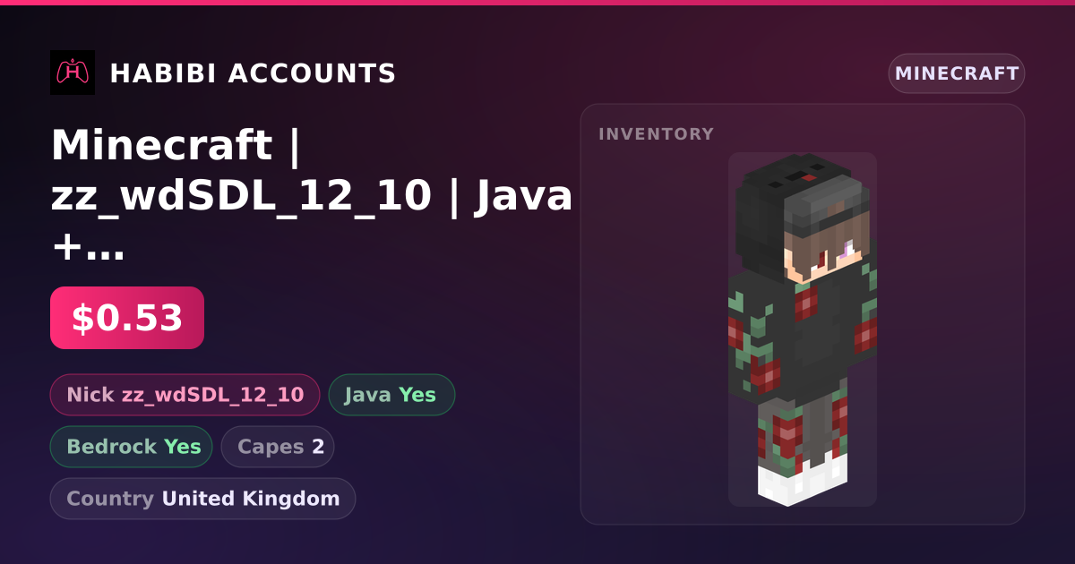 Minecraft | zz_wdSDL_12_10 | Java + Bedrock | 2 Capes — HabibiAccounts