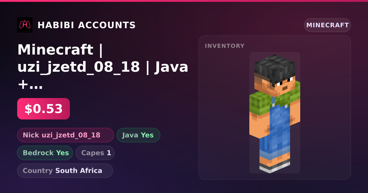 Minecraft | uzi_jzetd_08_18 | Java + Bedrock | 1 Capes — HabibiAccounts